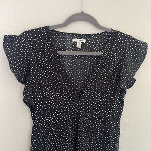 Amuse Society Flirty Maxi Black and White Tiny Polka Dot Dress small